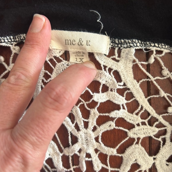 Women’s Black Open Front Cardigan with Back Lace Detail Size 1X - Picture 2 of 6